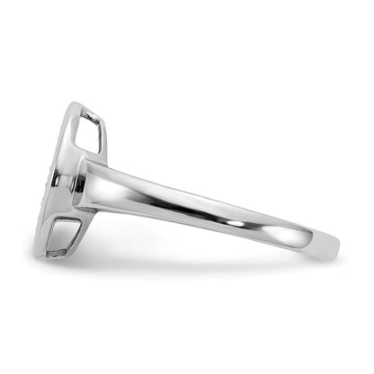 14k White Gold Real Diamond Fancy Circle Ring