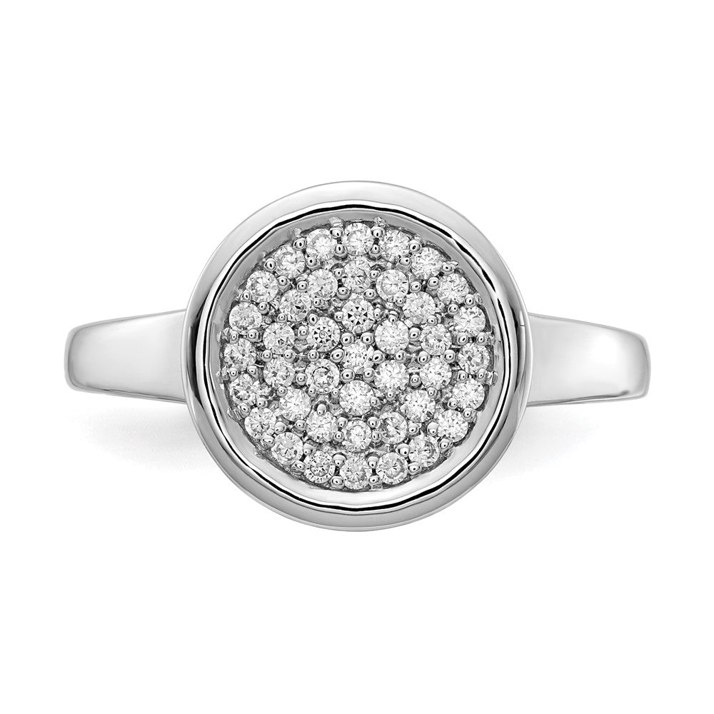 14k White Gold Real Diamond Fancy Circle Ring
