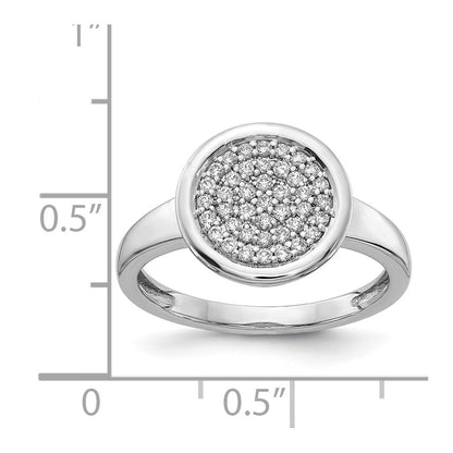 14k White Gold Real Diamond Fancy Circle Ring