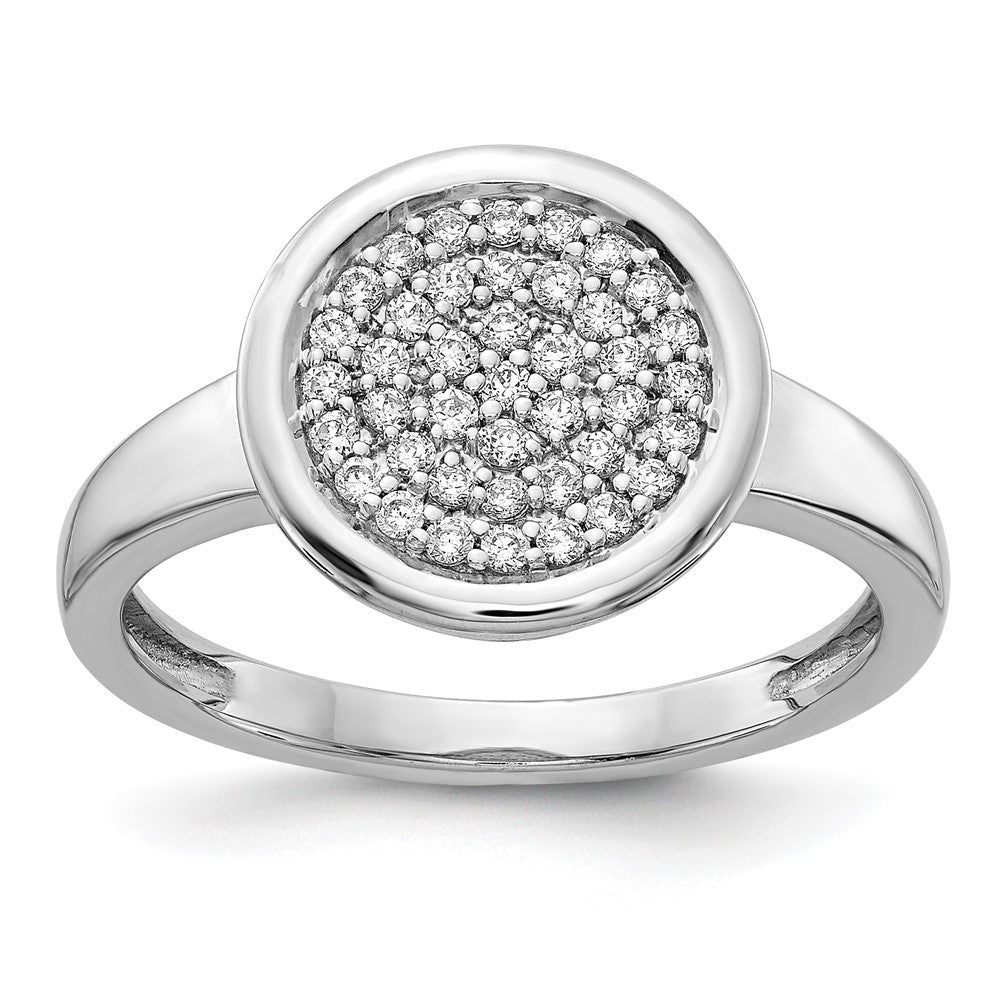 14k White Gold Real Diamond Fancy Circle Ring