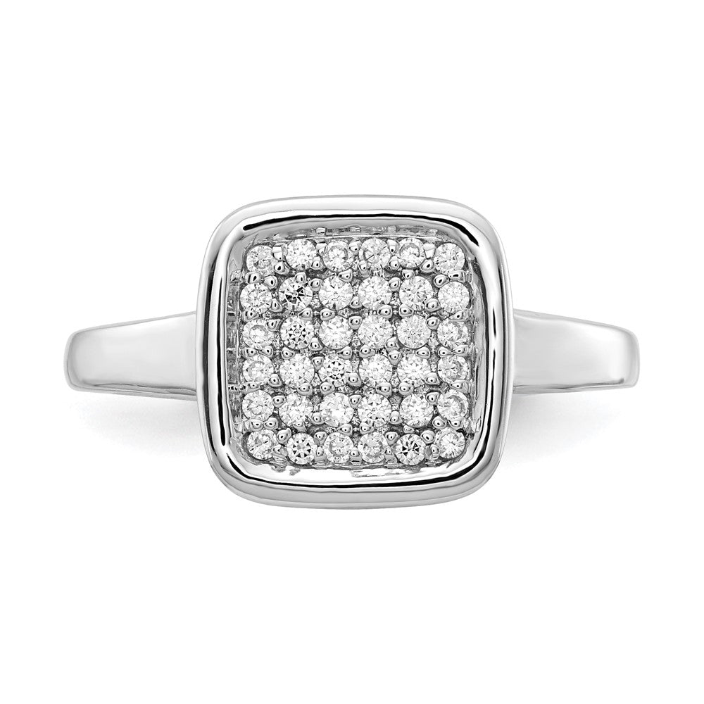 14k White Gold Real Diamond Fancy Square Ring