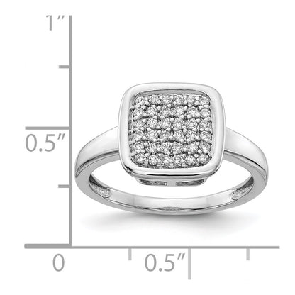 14k White Gold Real Diamond Fancy Square Ring