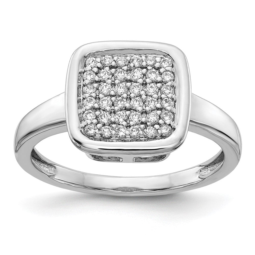 14k White Gold Real Diamond Fancy Square Ring