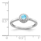 14k White Gold Real Diamond and Cabochon Blue Topaz Ring