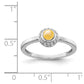 14k White Gold Real Diamond and Cabochon Citrine Ring