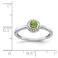 Solid 14k White Gold Simulated CZ and Cabochon Peridot Ring