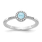 Solid 14k White Gold Simulated CZ and Cabochon Aquamarine Ring