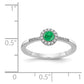 14k White Gold Real Diamond and Cabochon Emerald Ring