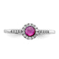 14k White Gold Real Diamond & Cabochon Ruby Ring