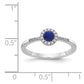 Solid 14k White Gold Simulated CZ and Cabochon Sapphire Ring