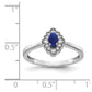 14k White Gold Real Diamond and Oval Cabochon Sapphire Ring