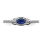 Solid 14k White Gold Simulated CZ and Cabochon Sapphire Ring