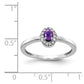 Solid 14k White Gold Simulated CZ and Oval Cabochon Amethyst Ring