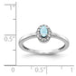 Solid 14k White Gold Simulated CZ and Oval Cabochon Aquamarine Ring