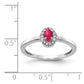 14k White Gold Real Diamond & Cabochon Ruby Ring