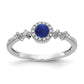 14k White Gold Real Diamond and Cabochon Sapphire Halo Ring