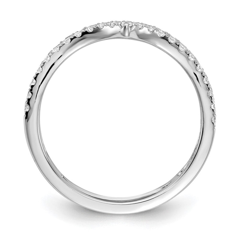 14k White Gold 2-row V-Shape Real Diamond Ring