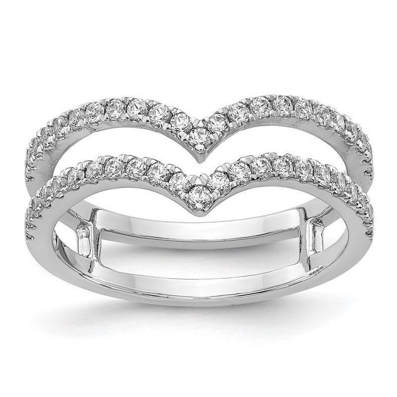 14k White Gold 2-row V-Shape Real Diamond Ring