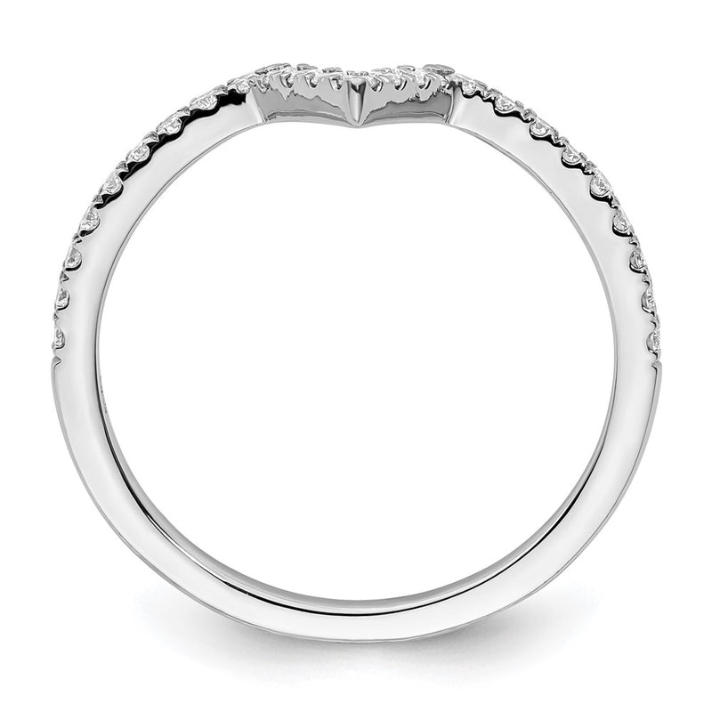 14k White Gold V-shape Real Diamond Ring Guard