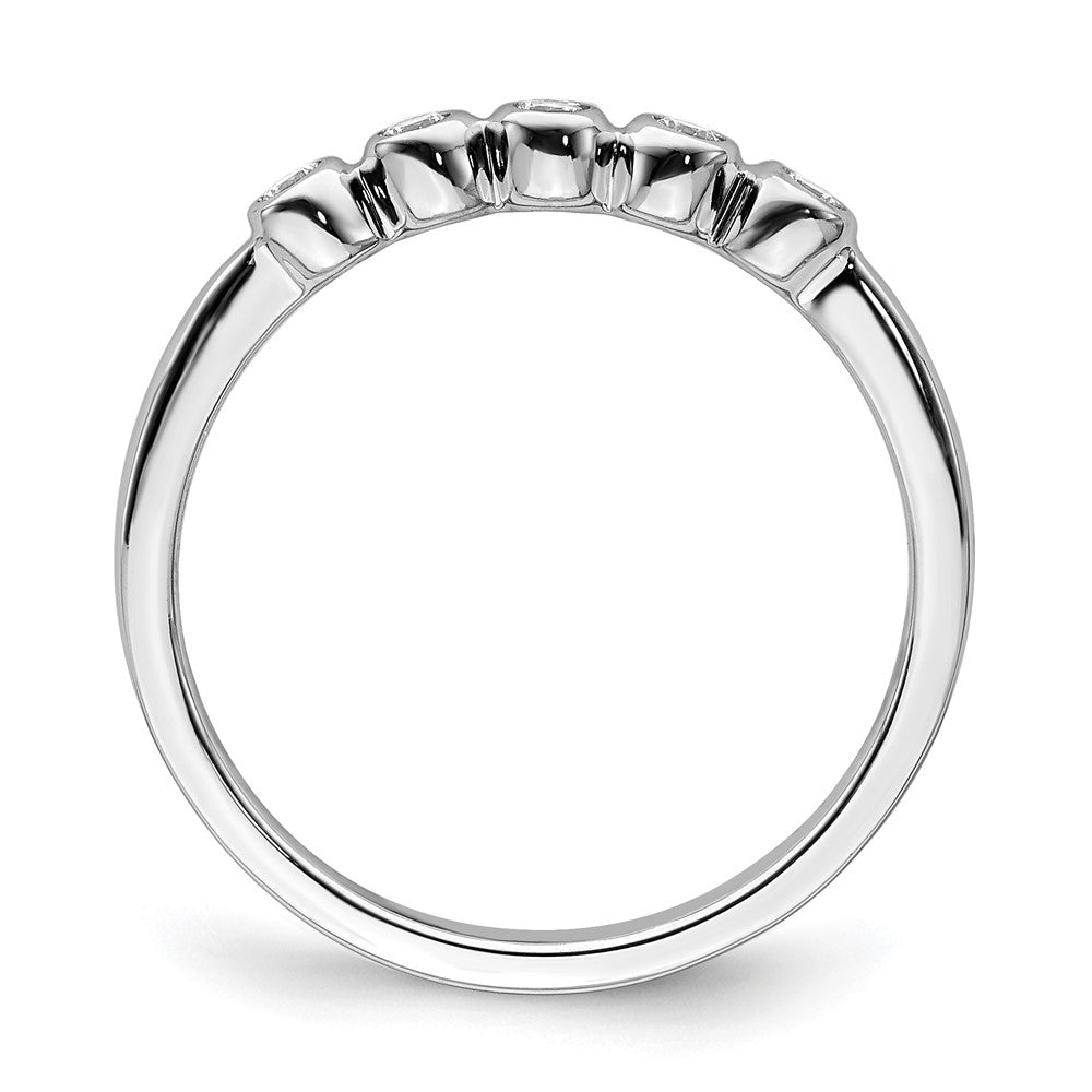 14k White Gold 5-stone Bezel-set Real Diamond Band