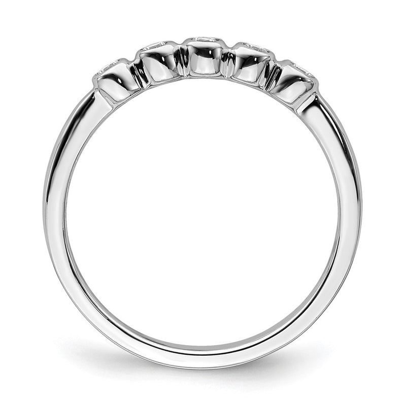 14k White Gold 5-stone Bezel-set Real Diamond Band