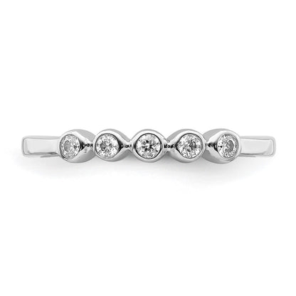 14k White Gold 5-stone Bezel-set Real Diamond Band