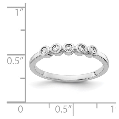 14k White Gold 5-stone Bezel-set Real Diamond Band