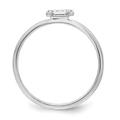14k White Gold Real Diamond Initial A Ring