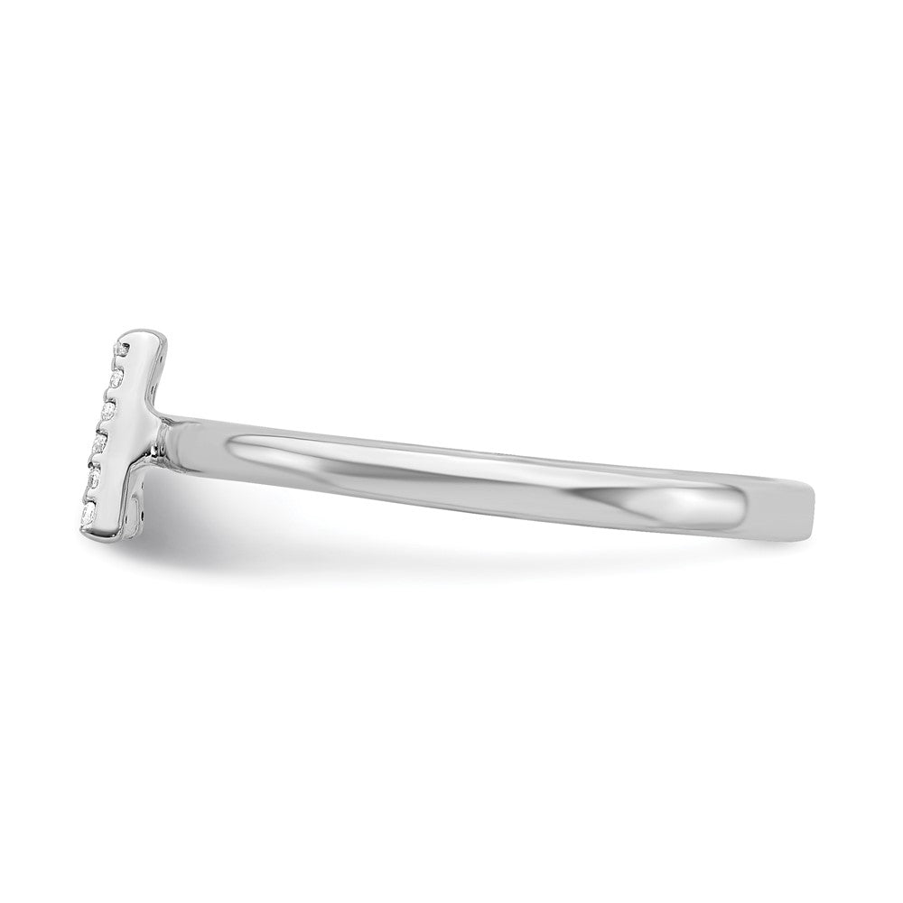 14k White Gold Real Diamond Initial A Ring