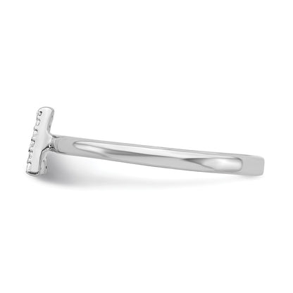 14k White Gold Real Diamond Initial A Ring