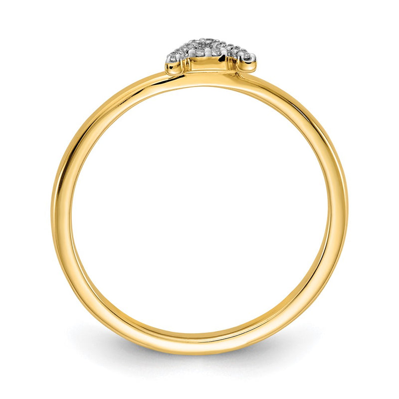 14k Yellow Gold Real Diamond Initial A Ring