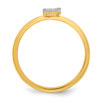 14k Yellow Gold Real Diamond Initial B Ring