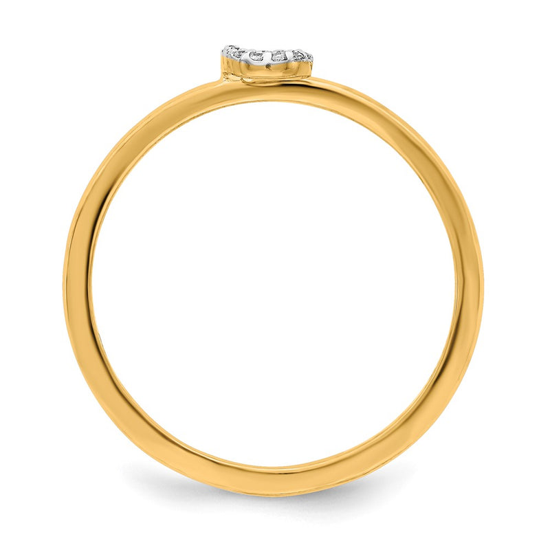 14k Yellow Gold Real Diamond Initial C Ring