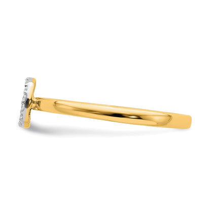 14k Yellow Gold Real Diamond Initial D Ring