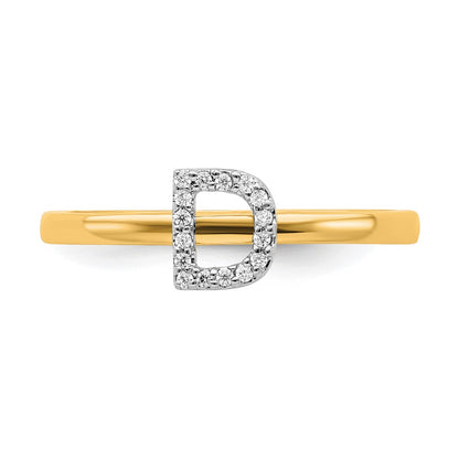 14k Yellow Gold Real Diamond Initial D Ring