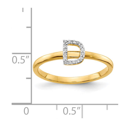 14k Yellow Gold Real Diamond Initial D Ring