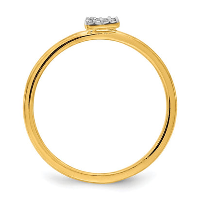 14k Yellow Gold Real Diamond Initial E Ring