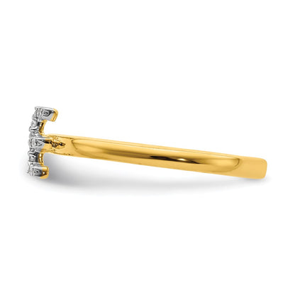 14k Yellow Gold Real Diamond Initial E Ring