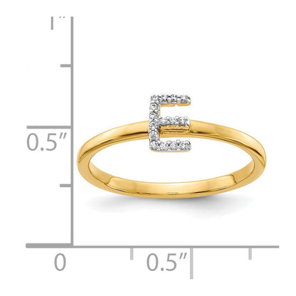 14k Yellow Gold Real Diamond Initial E Ring