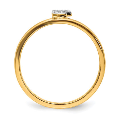 14k Yellow Gold Real Diamond Initial F Ring