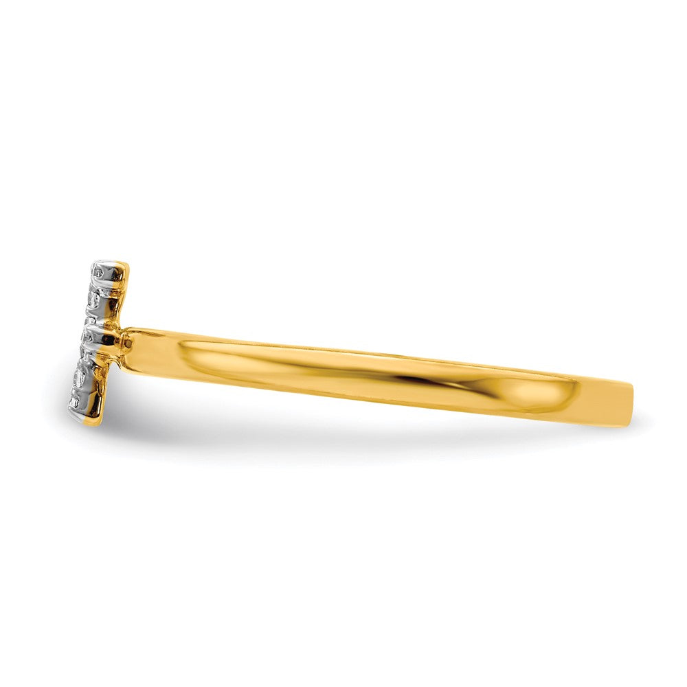 14k Yellow Gold Real Diamond Initial F Ring