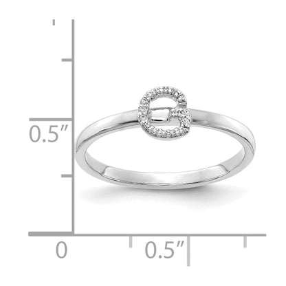 14k White Gold Real Diamond Initial G Ring