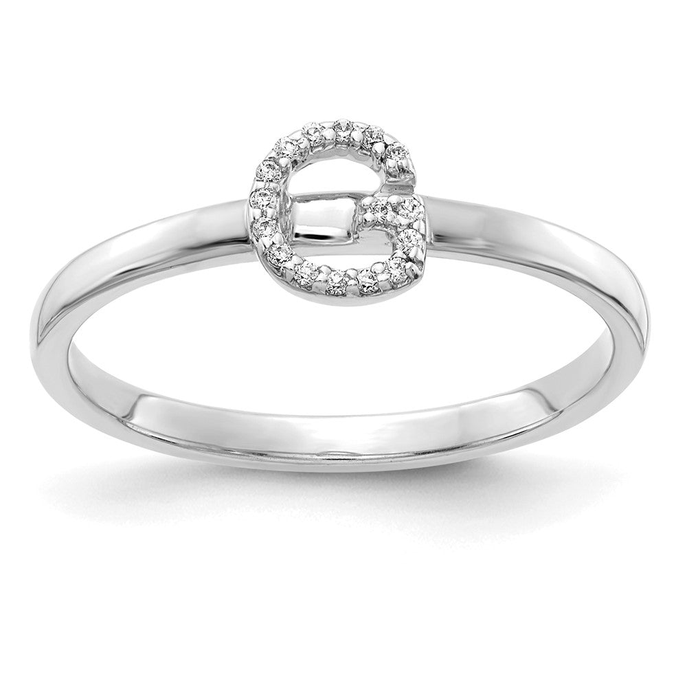 14k White Gold Real Diamond Initial G Ring