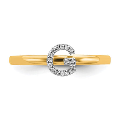 14k Yellow Gold Real Diamond Initial G Ring