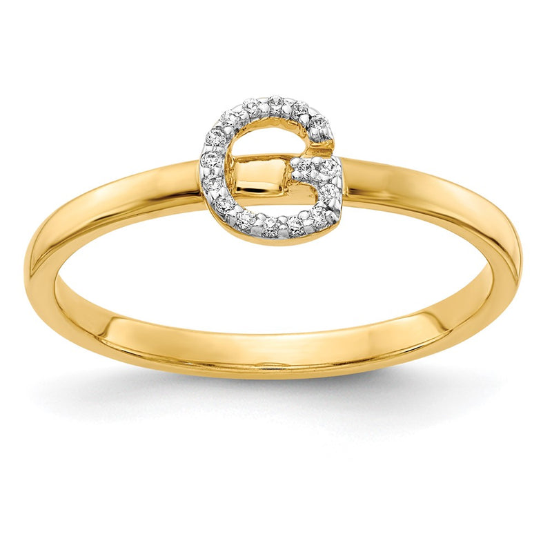 14k Yellow Gold Real Diamond Initial G Ring