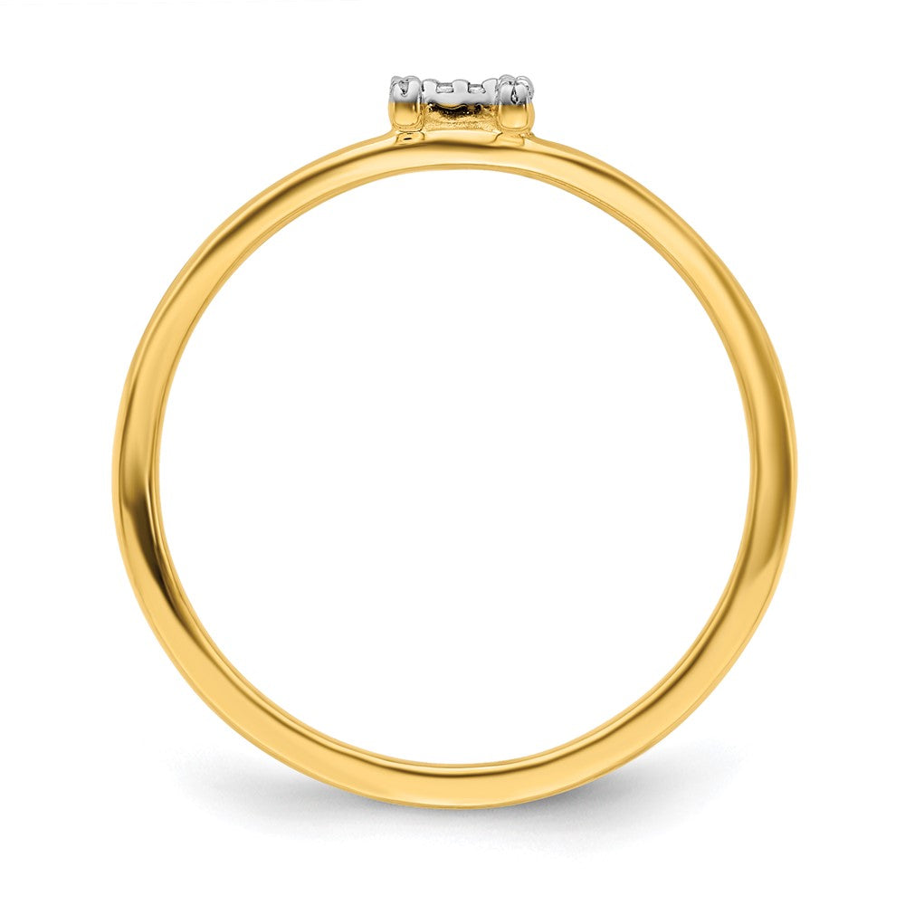 14k Yellow Gold Real Diamond Initial H Ring