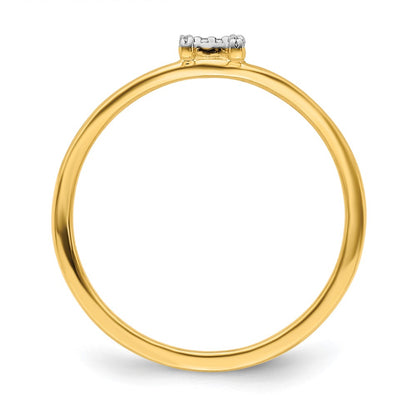 14k Yellow Gold Real Diamond Initial H Ring
