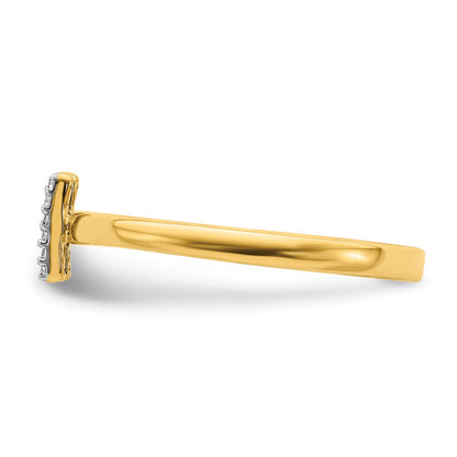 14k Yellow Gold Real Diamond Initial H Ring
