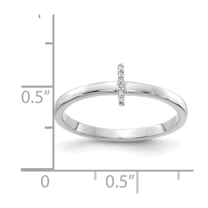 14k White Gold Real Diamond Initial I Ring