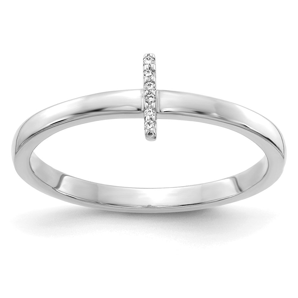 14k White Gold Real Diamond Initial I Ring